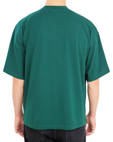 Oversized Green T-Shirt with Colored Adras Pattern