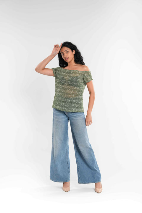 Green Crochet Knit Top