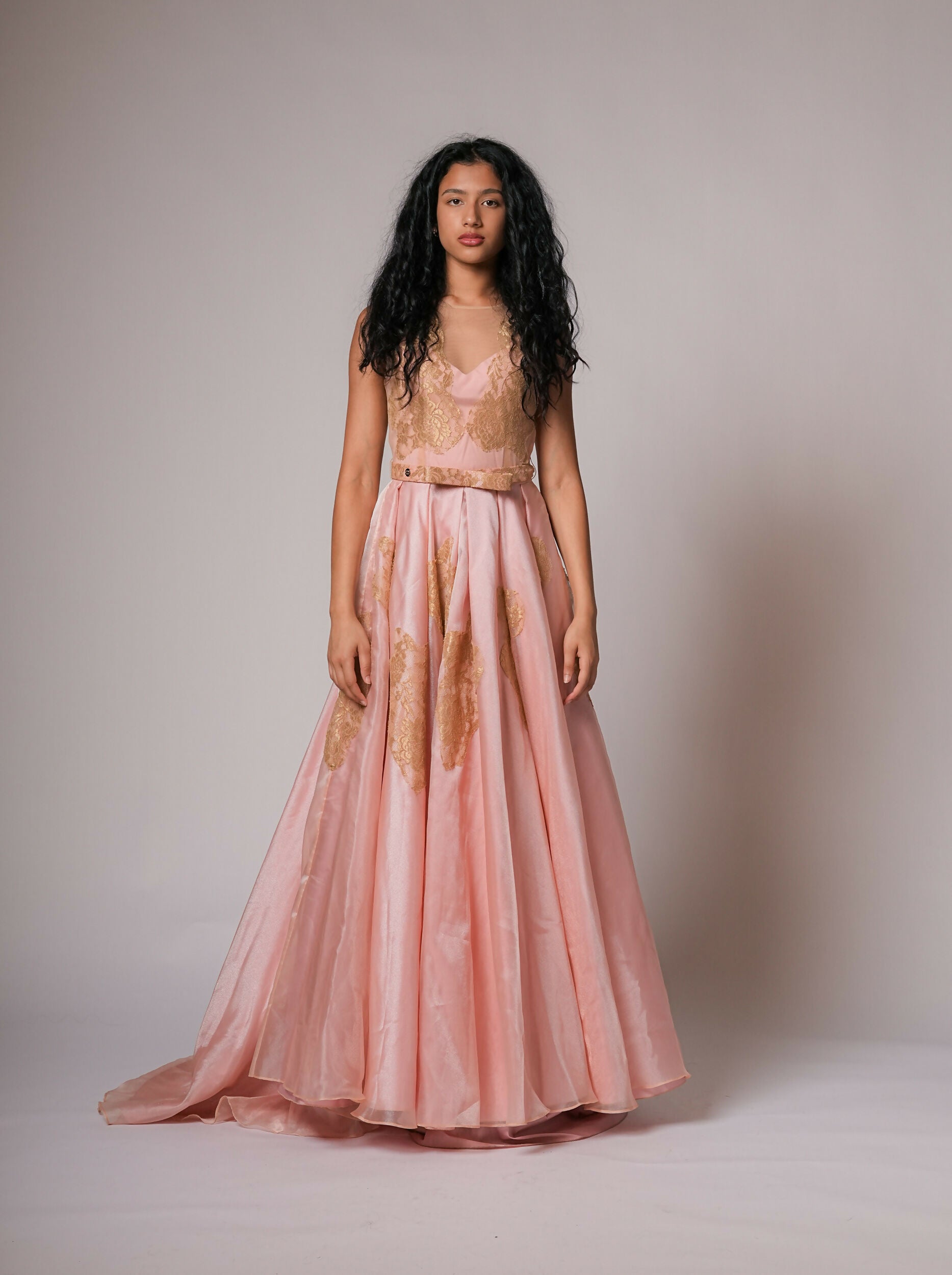 Princess Rose Gown - Silk Organza dress in peach