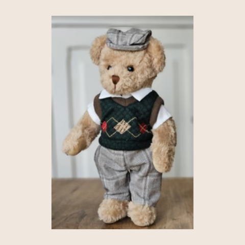 Teddy Bear in dark green winter outfit ''kanny''