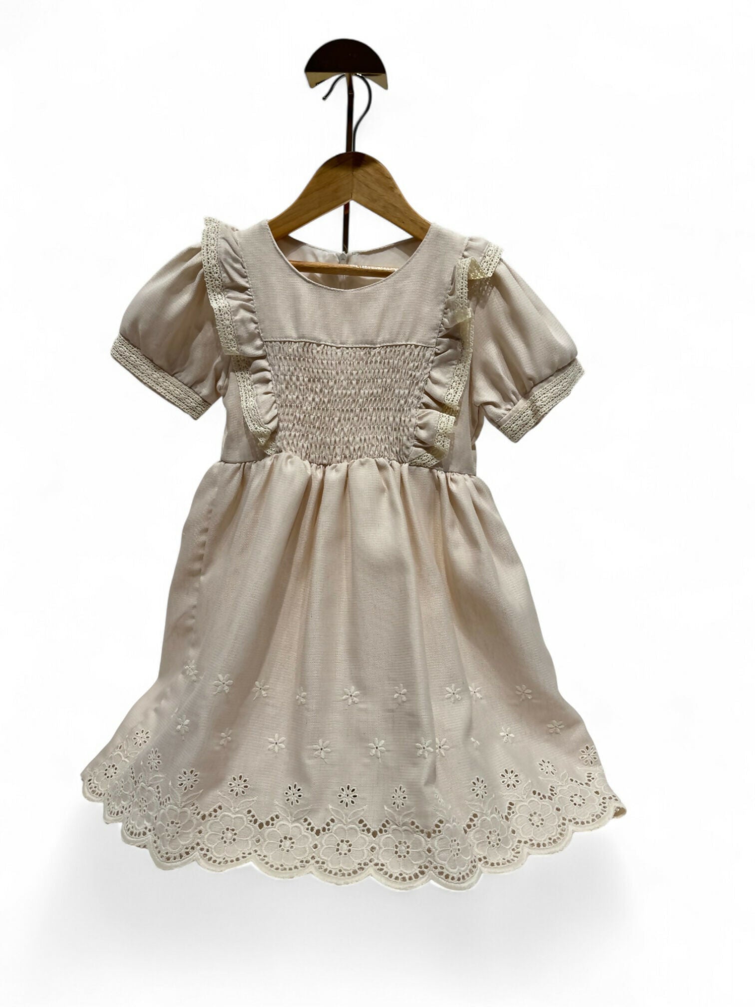 GULIN ELEGANT EMBROIDERY DRESS- BEIGE
