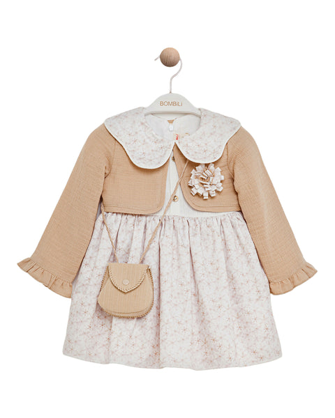 BOMBILI Girls Dress with a bag - Camel