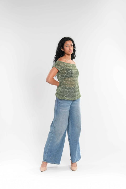 Green Crochet Knit Top