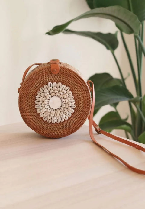 Round rattan purses on sale