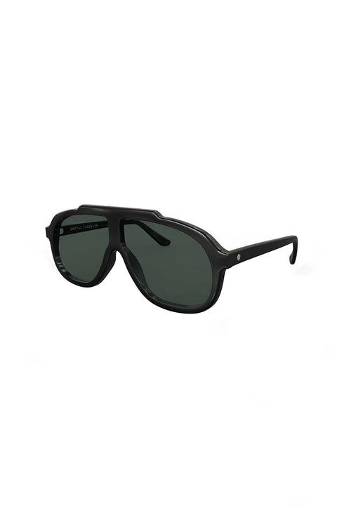 G 01 Black Frame with Green Lenses Acetate Eyewear
