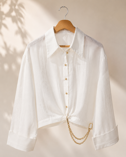 White shirt with gold chain
