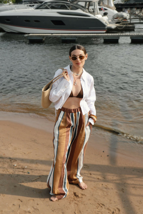 Linen Trousers in Brown