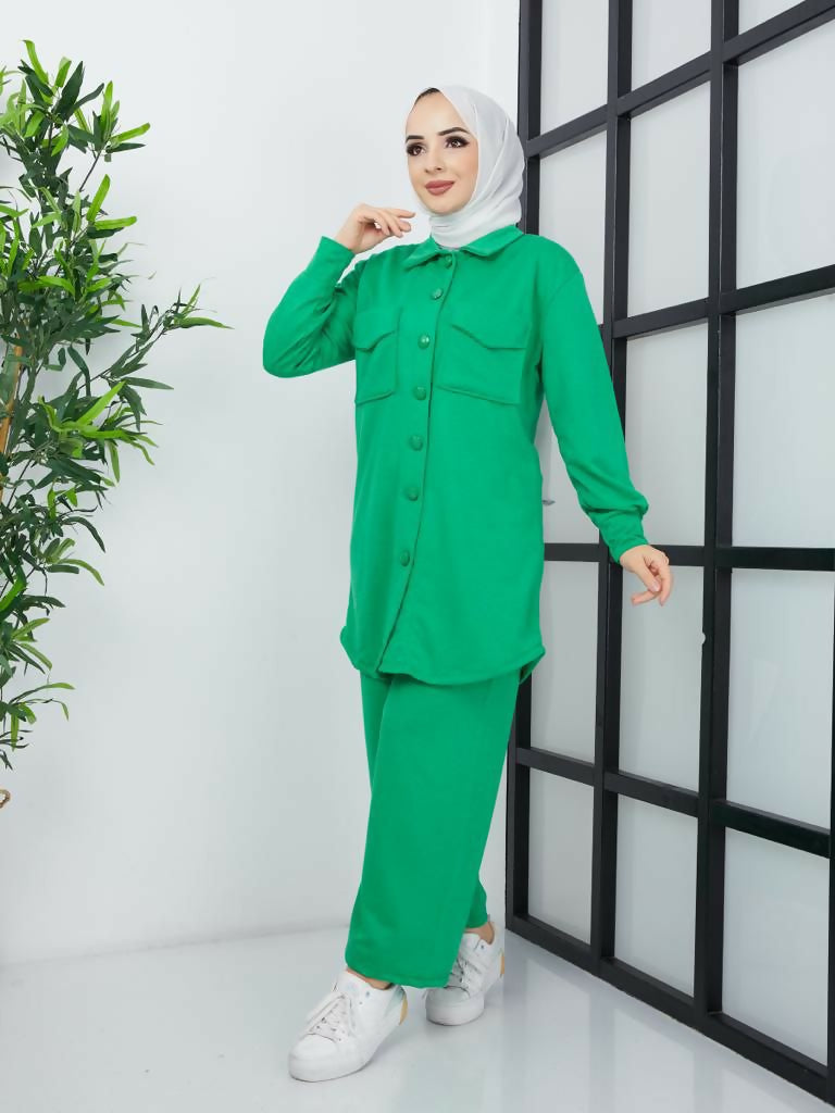MY PEANUT Knit Lounge Set in Green