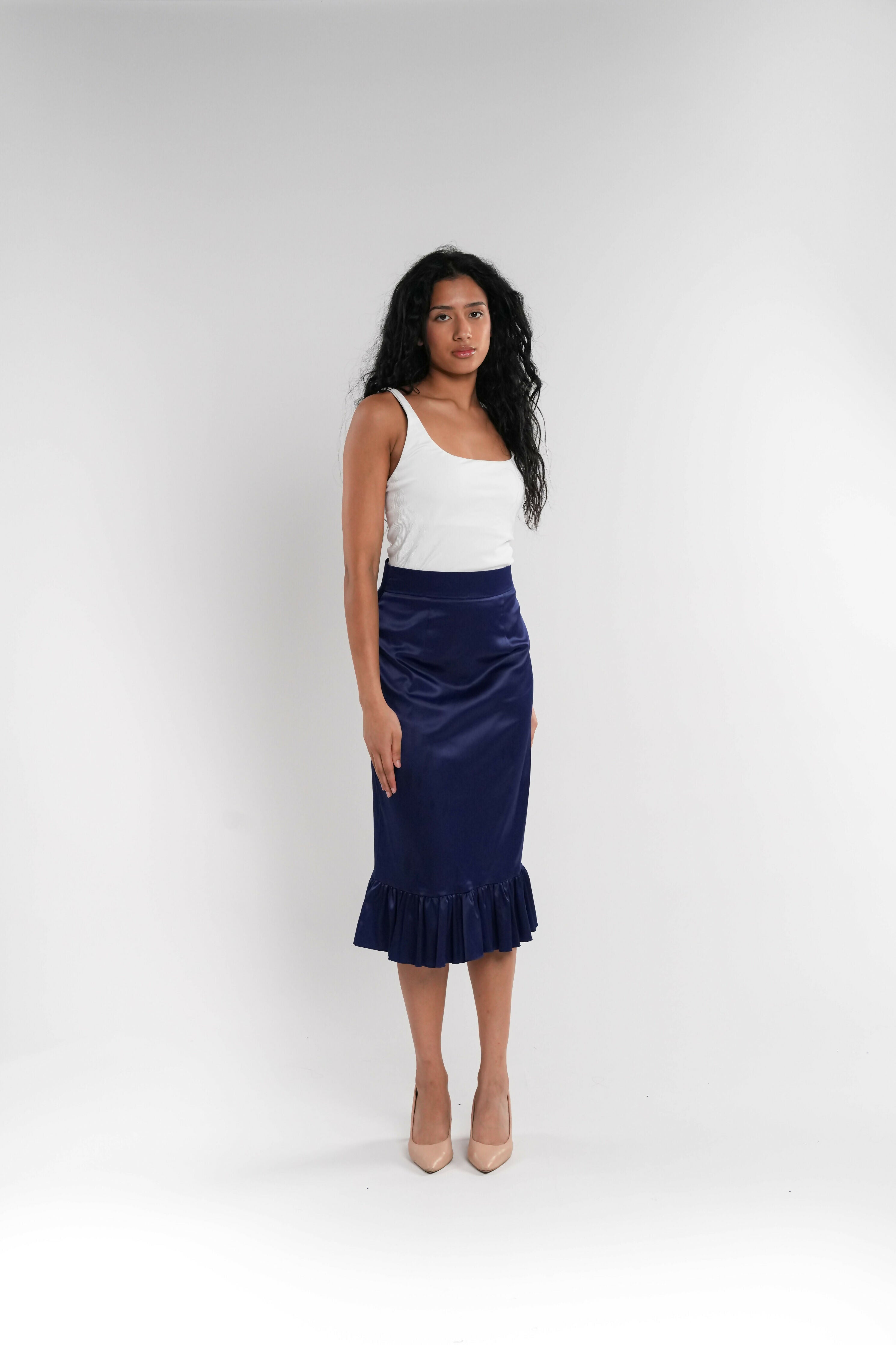 Blue Satin Skirt