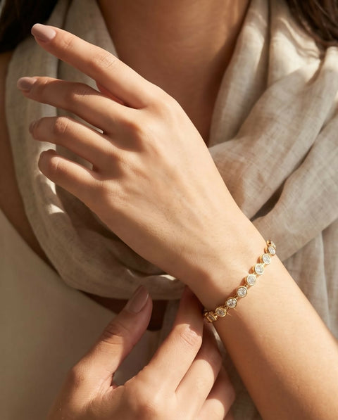 Claire white Round CZ Tennis Bracelet