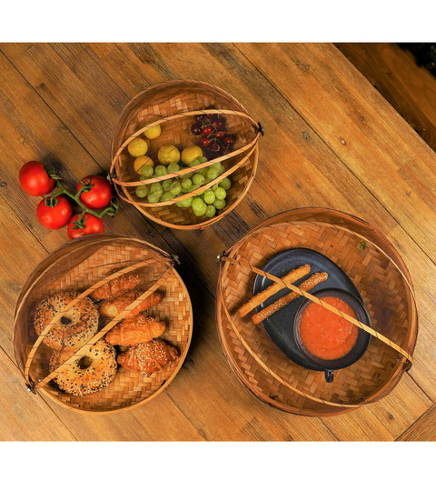 Bamboo Tray with Net - Set of 3