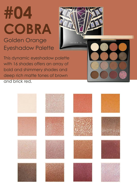 ZEESEA X THE BRITISH MUSEUM Enchanting Egypt Eyeshadow Palette 16 Shades - #04 Cobra