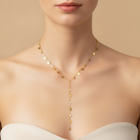 Celestial Star Charm Y-Drop Necklace - Disc Charm Lariat