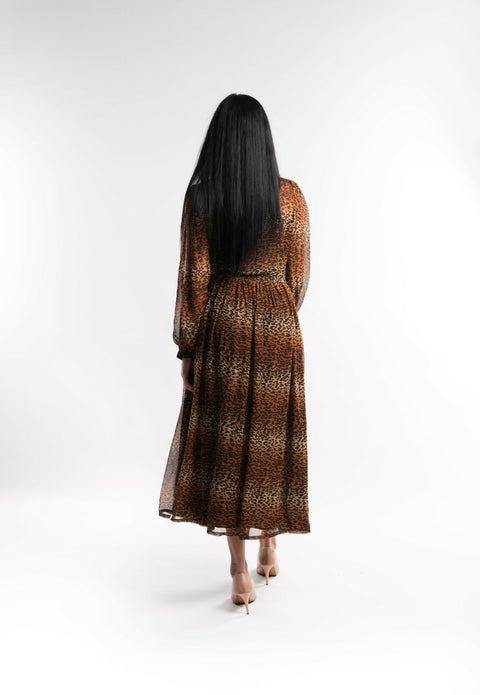 Leopard Print Chiffon Dress