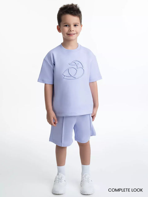 Kids OS Cotton T-Shirt with 3D Embroidery Purple