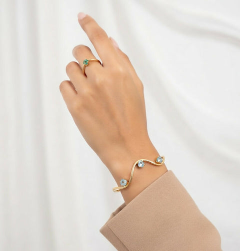 Nora Handmade adjustable bracelet & ring set blue