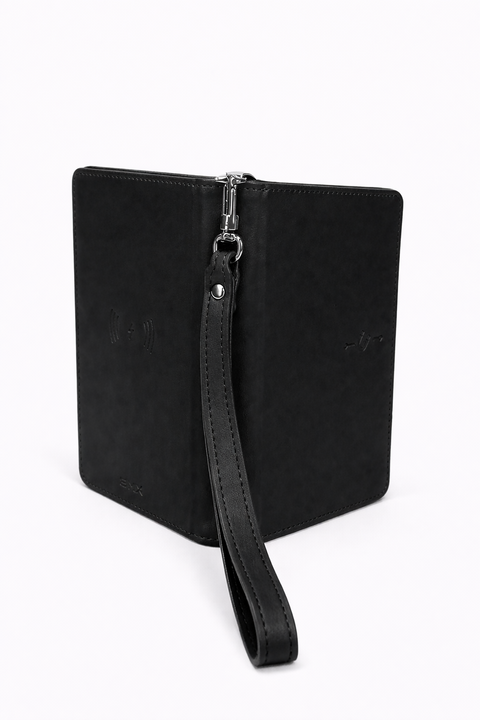 Global Positioning RFID-Blocking Travel Passport Holder Obsidian Black