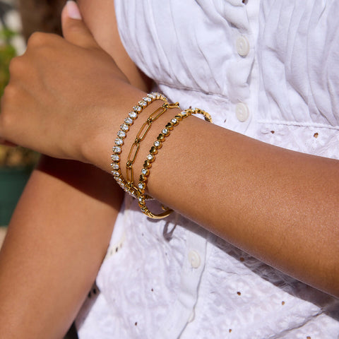 Ciana – White Oval CZ Tennis Bracelet, 18K Gold Finish