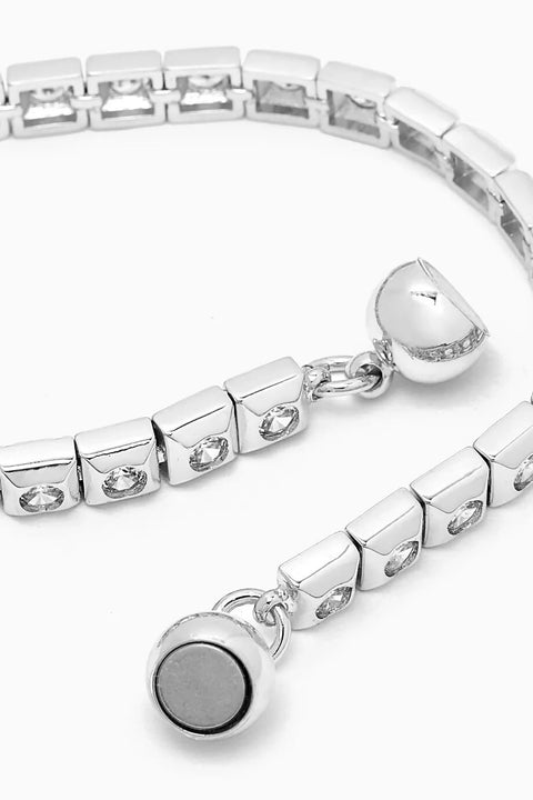 Pyramid Stud Tennis Bracelet- Silver