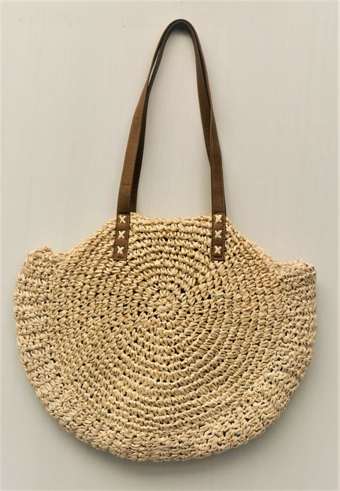 Seagrass bag with leather strap