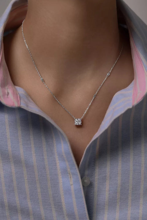 Necklace With Coushon Cut High-Grade Cubic Zirconia