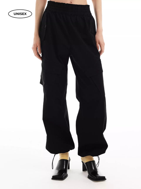 Wide Black Cargo Pants "Romanticism"