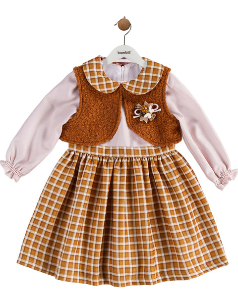 BOMBILI Girls 2-piece set (drees,jacket) - Camel