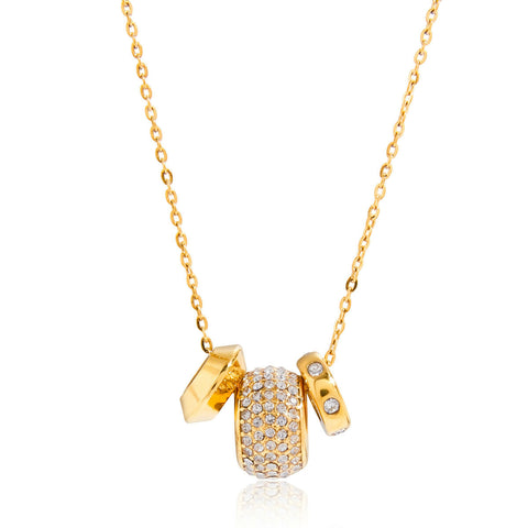 Canara – Three-Bead CZ Charm Necklace, 18K Gold Finish