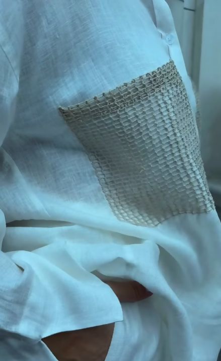 CECILEHOB Linen Set Crochet Pocket White