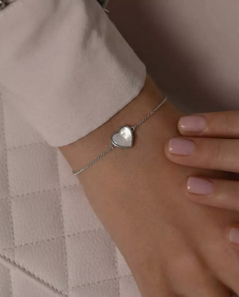 Bracelet Heart With White Mother Of Pearl