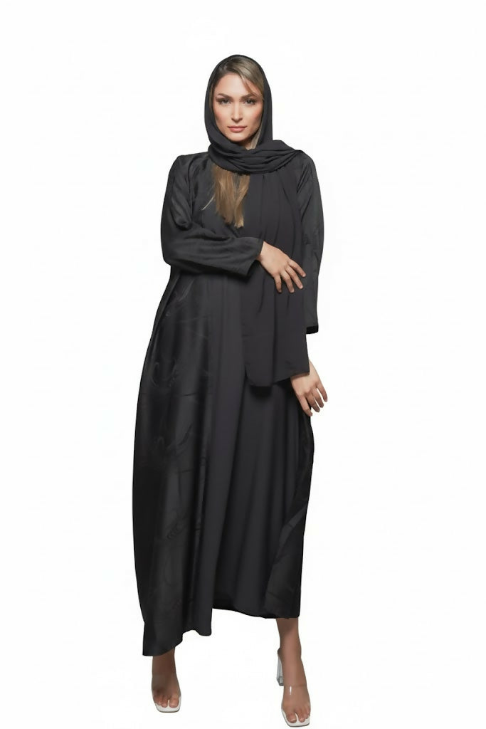 Modern women’s abaya consisting of three pieces decorated with scarf – Chiffon