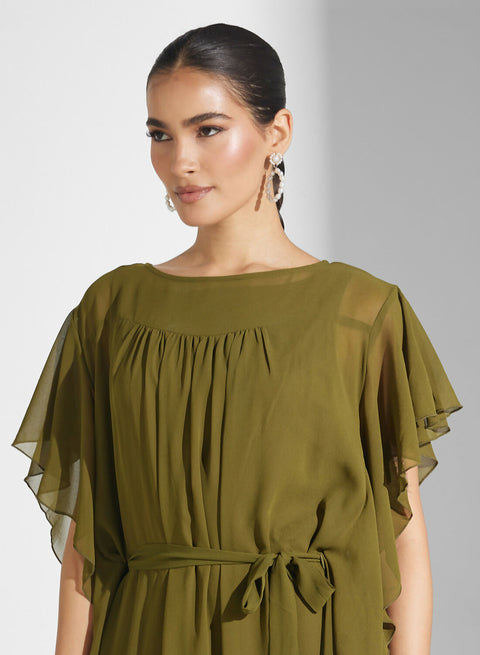 GEORGETTE SIDE FRILL DRESS