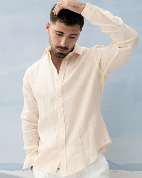 Fira LS Linen Shirt Pale Salmon