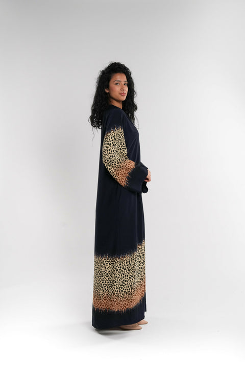 Black Tiger Print Abaya