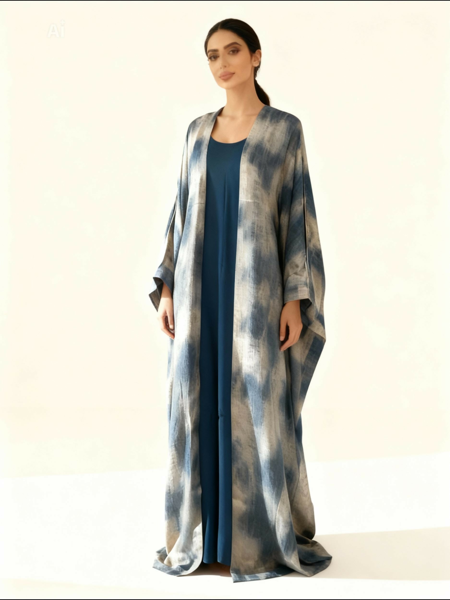 Modern women’s abaya consisting of tow pieces decorated