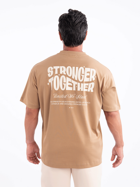 OVERSIZED STRONGER TOGETHER GRAPHIC TEE BROWN