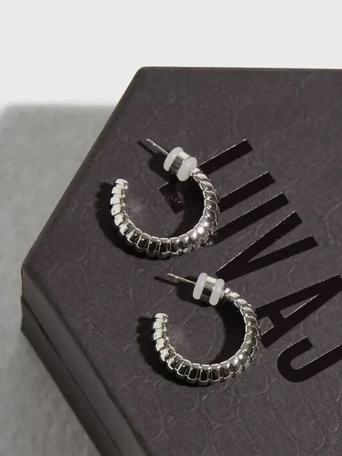 Snake Chain Hoops- Silver