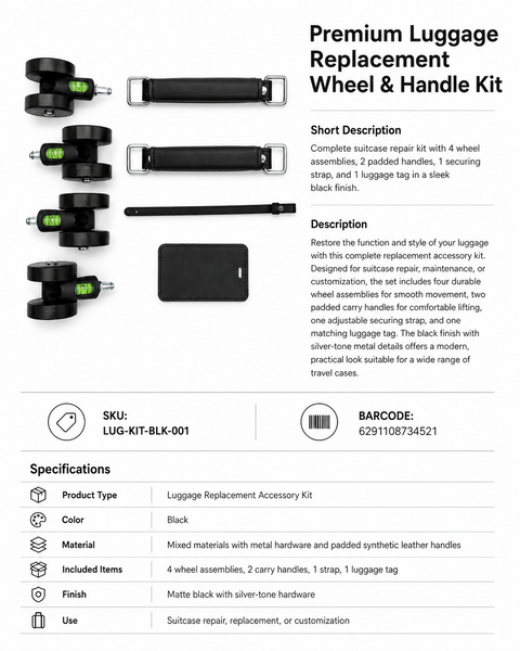 Luggage Replacement Wheel & Handle Kit
