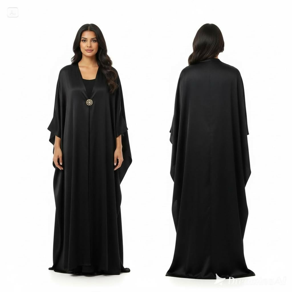 Viscose Cape With A Removable Button Black