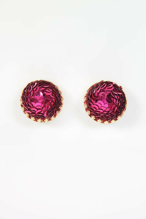 Pink Sequin Clip Earrings