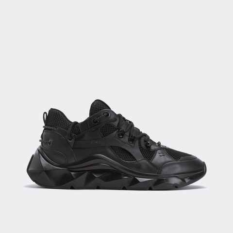 K-Diamond Triple Black Leather Sneakers