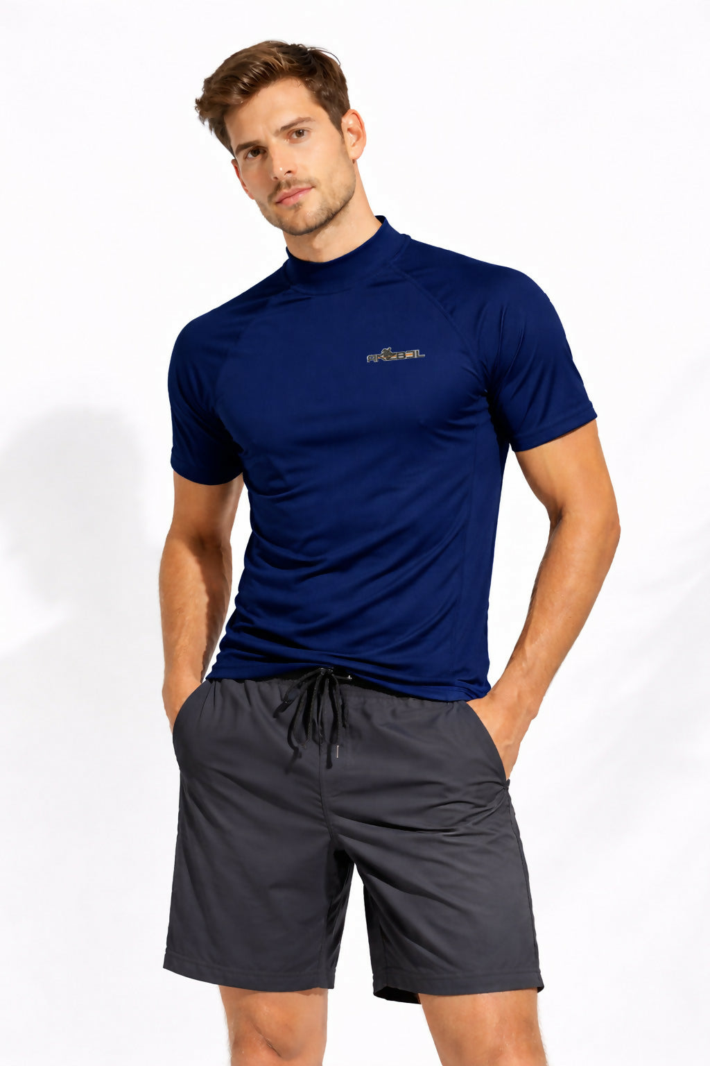 Navy Core Men Rashguard Shorts Sleeve