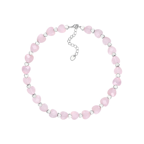 Choker with hearts made of rose quartz