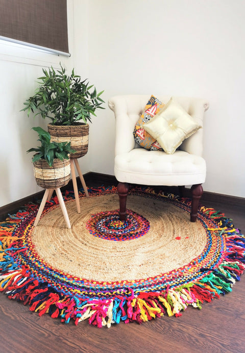 Jute Carpet Round with Tassels