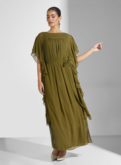 GEORGETTE SIDE FRILL DRESS