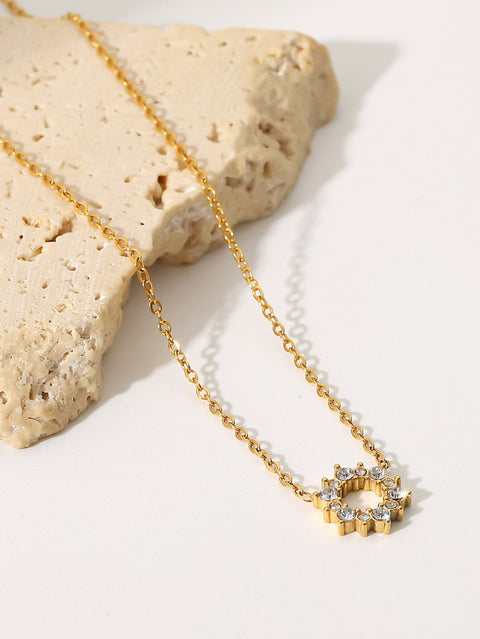 Celestia – Zircon Ring Pendant Necklace, 18K Gold Finish