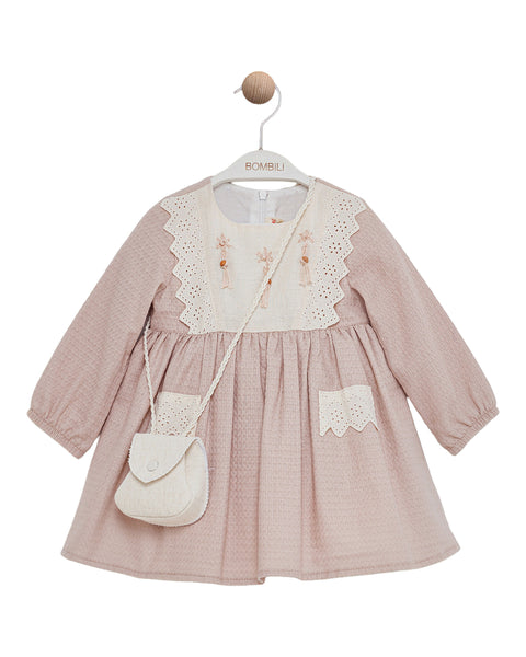 BOMBILI Girls Dress with a bag - Powder
