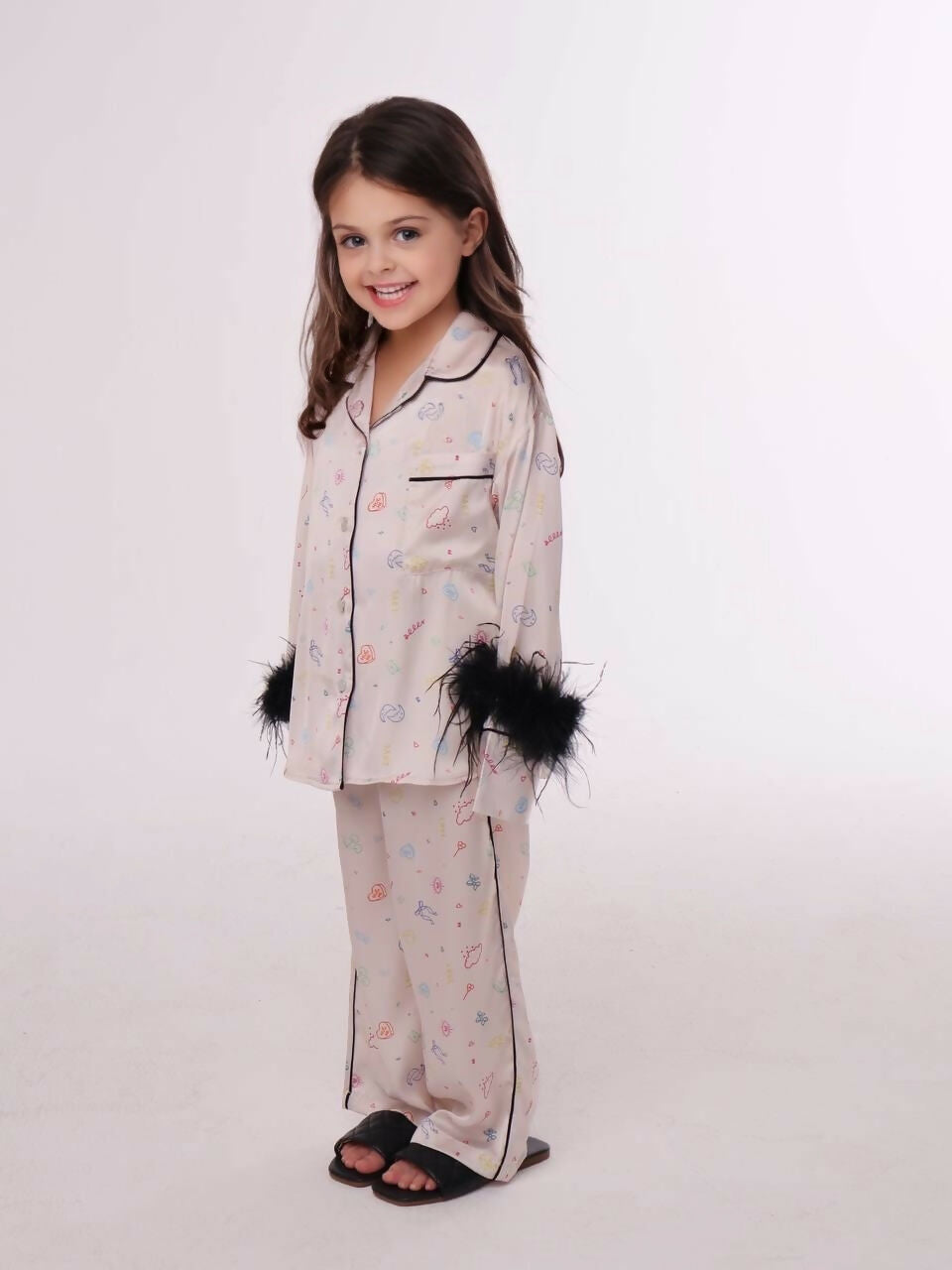 Girls' Luxury Silk Two-Piece Set – Shirt & Pants for Special Occasions