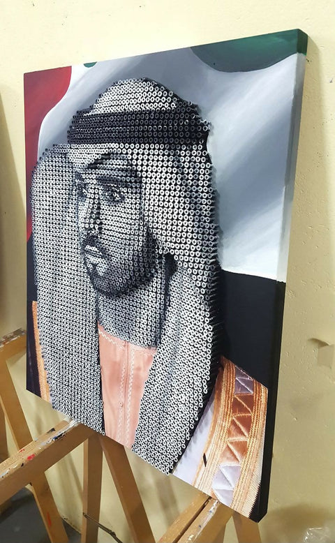 "His Highness Sheikh Hamdan bin Mohammed bin Rashid Al Maktoum" Original Screw Art by Alessandro Padovan
