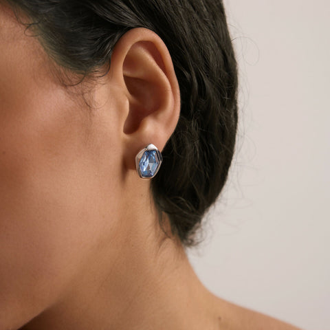 The Blue Hexagon Stud Earrings